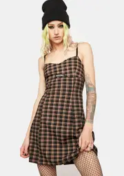 [Punk Rave] Future Gothic Series Plaid Slip Dress