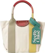[See by Chloé] Sea Bi-Chloe LAETIZIA SMALL CHS22USB62B04 Laeticia Small Canvas Leather Tote Bag