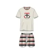 St Kilda Saints AFL AFSTK0227 Mens Short Sleeve Check PJ Pyjama Set Size 3XL New