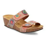 Eric Michael Liat Women’s Tan Mosaic Leather dual strap slide sandal EUR 36