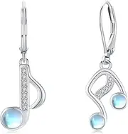 YYmqmq Music Note Earrings 925 Sterling Silver Dangle Drop Treble Clef Earrings Leverback Earrings Jewelry Gifts for Women