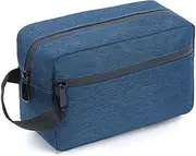 Travel Toiletry Bag with Handle Water-Resistant Multi-Compartment Storage for Cosmetics and Toiletries (Blue)