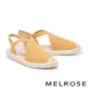 厚底鞋 MELROSE 美樂斯 度假風草編拼接帆布後鬆緊寬帶厚底鞋－黃