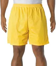 [A4] Adult Comfort 7" Lined Tricot Mesh Wicking Short, Gold, Medium