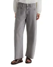 Ag Hattie High Rise Crop Barrel Leg Jeans in Sulfur Pebble Gray