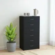 Sideboard with 7 Drawers Black 50x34x96 cm Chipboard