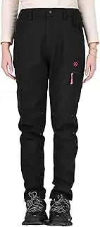 [INPAKO] Women's Fleece Lined Waterproof Hiking Pants, Thermal Insulated Softshell Warm Snow Ski Pants