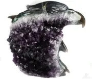 8.0" Agate Amethyst Geode Carved Crystal Eagle, Crystal Healing