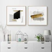 Abstract Gold Square Size 2 sets Canvas Wall Art