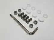ANTI-THEFT LICENSE PLATE FRAME IMPORT METAL METRIC FASTENERS SCREWS WHITE CAPS
