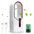 Desk Fan, Small Quiet Bladeless Fan 11.8 Inch USB Table Fan, Portable Recharg...