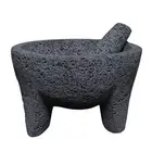 8.6 inch Molcajete Mortar and Pestle, Mexican Handmade with Lava Stone,Herb B...