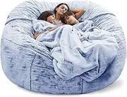 Large Bean Bags Chair Cover (No Filler, Cover Only) - Round Faux Fur Beanbag Chairs Soft Sofa Without Filling - Ultra Soft and Fluffy, for Adults, Machine Washable,F-5FT