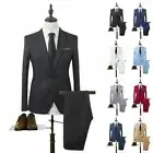 Two Piece Mens Formal Office Suit Wedding Party Trousers Coat Blazer Pant Outfit