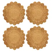 4pc Maine & Crawford Brianne 35cm Jute Round Placemat Table Mat/Pad Natural