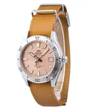 Orient Sports Leather Strap Apricot Dial Automatic RA-AC0Q05P10B 200M Mens Watch
