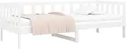 [vidaXL] Versatile White Day Bed/Sofa, Single Bed Size, Solid Pinewood Construction with Extra Under-Bed Storage