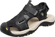 [Generic] Hiking Sandals for Men with Arch Support Outdoor Beach Shoes Anti Slip Hollow Cowhide Men's Shoes Mens Slide on Sandals with Memory Foam