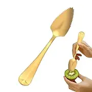 Rrlihjgu Grapefruit Spoons Serrated Stainless,Long Handle Stainless Steel Kiwi Spoon with Serrated Edge | Silverware Kitchen Tool, Fashionable Utensil, Kitchen Gadget for Kiwi, Dessert, Citrus Fruit