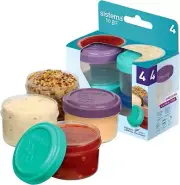 Sistema 4-Piece Salad Dressing Condiment Containers Lids Lunch 1.18-Ounce