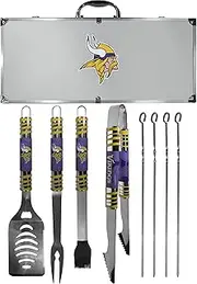 Siskiyou Unisex Denver Broncos 8 pc Tailgater BBQ Set F8BQ020-P, Unisex, Minnesota Vikings 8 pc Tailgater BBQ Set, F8BQ165, Gray, Set of 8