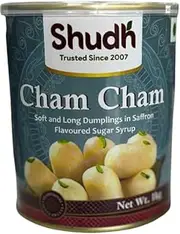 SHUDH Cham Cham – Premium Indian Sweet in Sugar Syrup, 1Kg Pack – Soft & Juicy Bengali Mithai – Ready to Eat – Ideal for Gifting & Celebrations