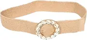[Ipetboom] Boho Women Woven Elastic Waist Belt with Shell Embellishments Stylish Round Buckle for Vacation Outfits Country Dresses and Summer Fashion