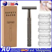 Double Edge Safety Razor-Single Blade Razors with 5 Stainless Steel Razor Blades