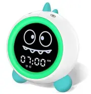 Kids Alarm Clock, Toddler Sleep Training Clock with Night Lights, Sound Green