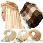 Invisible Micro Loop Ring Beads Human Remy Hair Extensions FULL HEAD Blonde Tips