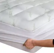 Bamboo Queen Mattress Topper with 1 Pillow Protector - Thick Cooling Breathable