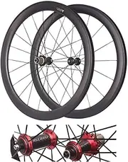50mm Carbon Tubeless Wheelset C/V/Rim Brake Road Bike Wheels 700c Quick Release, Front 2 Rear 5 Bearing
