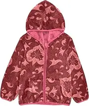 [GuoChe] Sherpa Fleece Girls Floral Curves Valentine's Day Red Toddler Boy Winter Jackets pink Zip Hooded Sweatshirt 3T