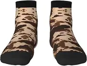 [JBYJBX] Brown Cowhide Art Print Adult Socks Womens Mens Workout Thermal Cozy All-Season Gift Holiday Articles Use