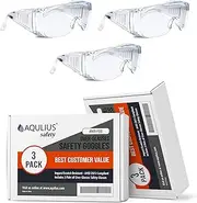 3 Pack Safety Glasses Over Eyeglasses (Anti-Fog & Scratch Resistant) Crystal Clear Eye Protection - OTG Safety Goggles