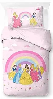 Jay Franco Disney Princess Rainbow 100% Cotton Single Duvet Cover Set - Includes 50 x 70 cm Pillowcase