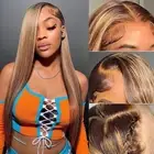 Highlight Ombre Lace Front Wig Human Hair 13x4 HD Straight Lace Front Wigs 18...
