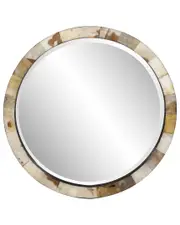 Howard Elliott Godfrey Round Tiled Horn Mirror