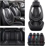 LEJOLI Car Seat Covers Universal Set for Volkswagen Amarok/Beetle/Bora/Caddy/Corrado/EOS/Golf/Golf Plus Car Accessories, Black/White