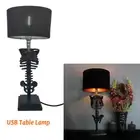 USB Gothic Skull Table Lamp Skeleton Shape Night Light Resin Halloween Vintage