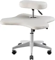 JISADER Ergonomic Stool for Meditation with Wheels, Cross Legged Design, White