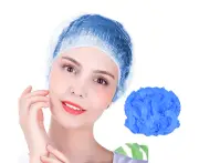 100PCS Disposable Bath Caps Large Thick Hair Cap Waterproof Bath Shower Caps blue