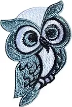 HHO Owl with Lovely Gray Patch Embroidered DIY Patches, Cute Applique Sew Iron on Kids Craft Patch for Bags Jackets Jeans Clothes