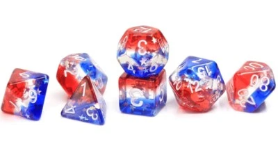 Sirius Dice Polyhedral Set - 7 Star Spangled Banner + 1 D20 New In Tube