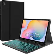 [JUQITECH] Backlit Keyboard Case for Samsung Galaxy Tab S6 Lite 10.4" 2024/2022/2020, Galaxy Tab S6 Lite SM-P620/P625/P610/P613/P615/P619 Tablet Cover Case with Wireless Keyboard S Pen Holder, Black