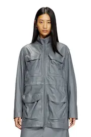 [Diesel] Diesel - Leather field jacket - Leather jackets - Woman - Grey 46 Grey