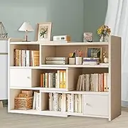 Uandhome Extendable Open Shelf Bookcase - 3-Tier Wooden Display Cabinet Rack Length and Angle Adjustable, 6 Cubes Bookshelf for Kids Room, Bedroom, Living Room, Small Space and Corner(White)