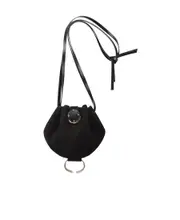 drawstring suede crossbody bag One size black