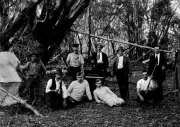 Murray River Victoria 1912 - Men at a bush camp on the Murray Rive- Old Photo