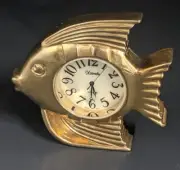 Mini Gold Fish Quartz Clock ,In Gold And In Shape of Fish With Fins